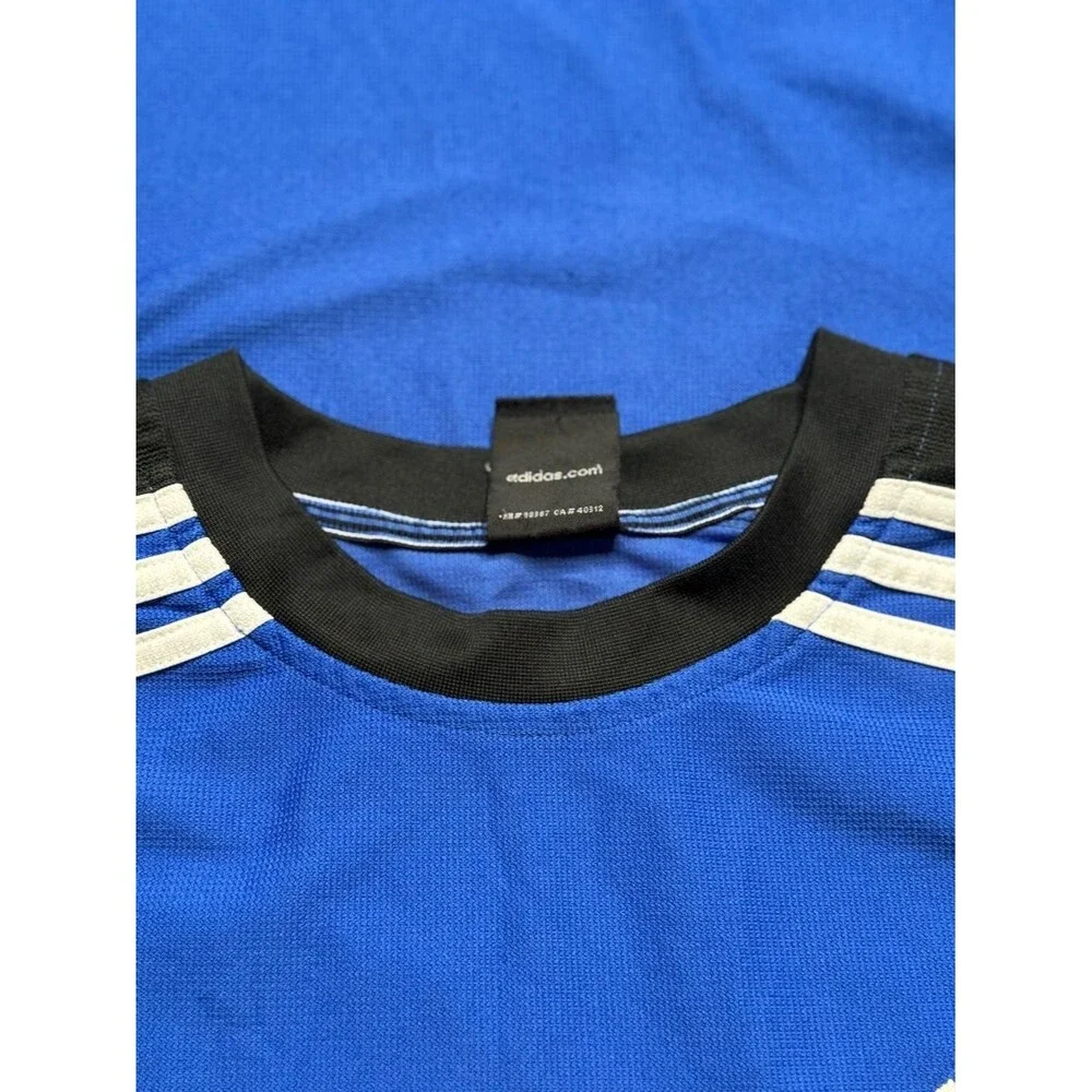 Vintage Y2K 2004 Adidas 3 Stripe Climalite Performance Jersey Blue Black White M